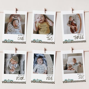 Race Car 1st Birthday Photo Banner Template | Fast ONE Monthly Picture Banner Race Car Birthday Decor One Speedy Year S437
