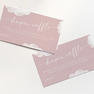 Cloud 9 Windel Lotterielos | Bearbeitbares Mädchen Wir sind auf Wolke neun Windelraffle-Babyparty-druckbare Einlage | Pink Cloud 9 S524