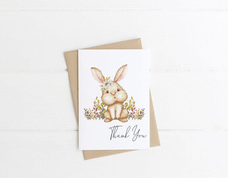 Bunny Thank You Card Template Some Bunny Birthday Thank You - Etsy
