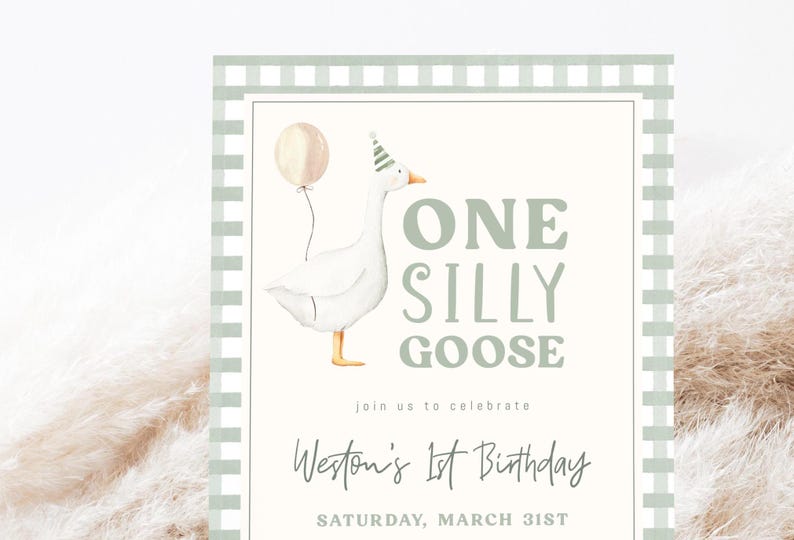 One Silly Goose Invitation Editable Template