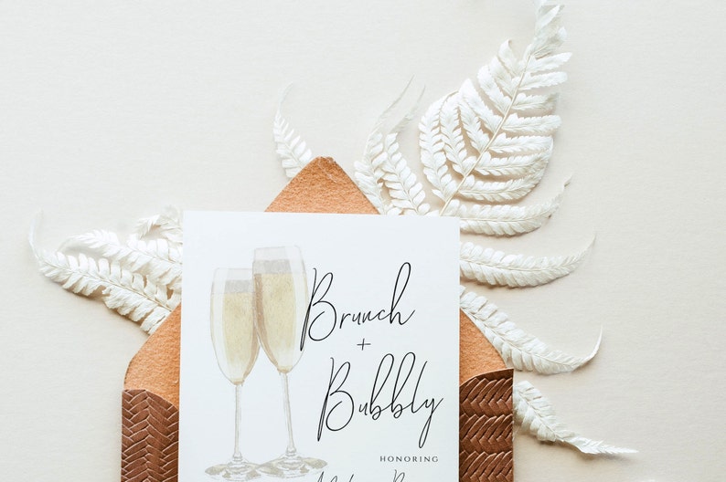 Brunch & Bubbly Bridal Shower Invitation Editable Template Wedding Shower Invite Champagne Shower image 7