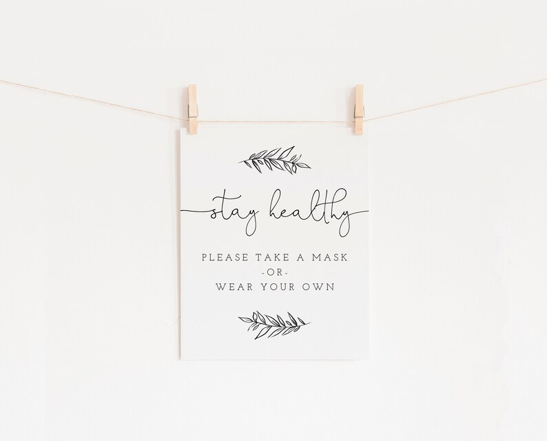 Wear a Mask Sign Take a Mask Baby Shower Sign Editable Etsy