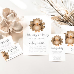 editable little turkey baby shower template bundle