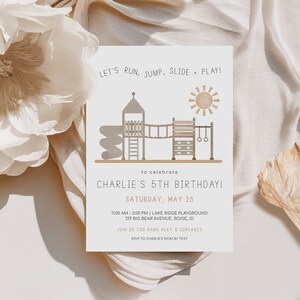 Park Birthday Invitation Template | Playground Birthday Party Editable Invite | Outdoor Bday Run Jump Slide Play S632