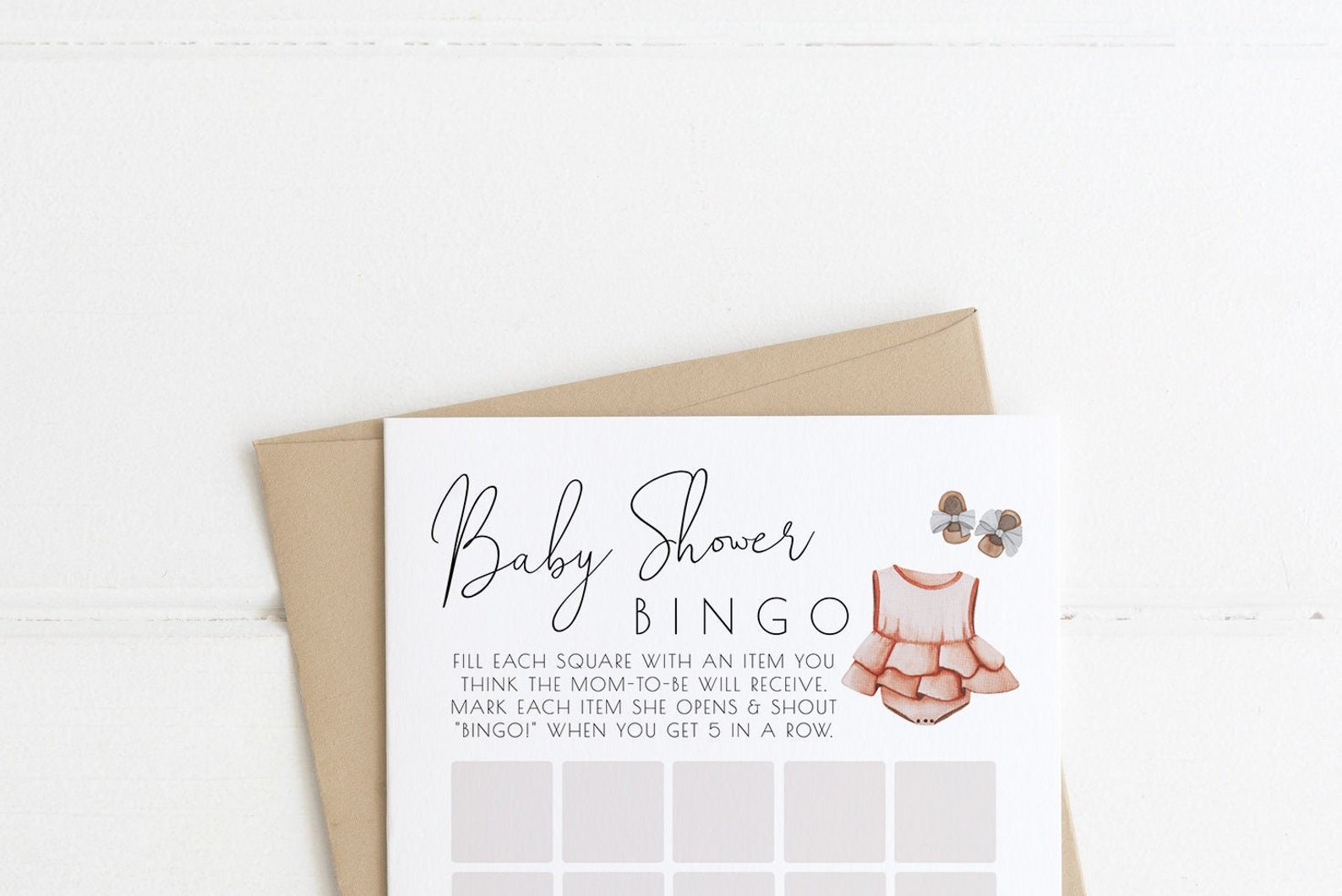 Bingo Girl Baby Shower Printable Game Pink Outfit Baby Shower | Etsy