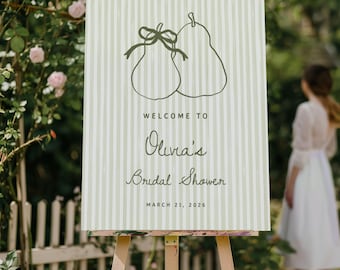 Perfect Pair Welcome Sign Template - Editable Pear Bridal Shower Decor - Pear Wedding (Digital Download) S938