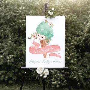 Ice Cream Baby Shower Welcome Sign | Here&#39;s the Scoop Party Welcome Decor | Editable Template