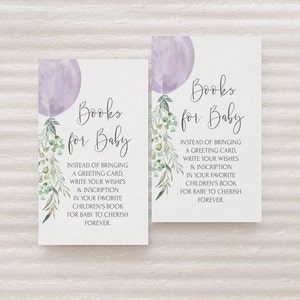 Lila Ballon Bücher für Babys einfügen | Mädchen bereit zu Pop Babyparty Lager die druckbare Bibliothek | Bearbeitbares Template S217