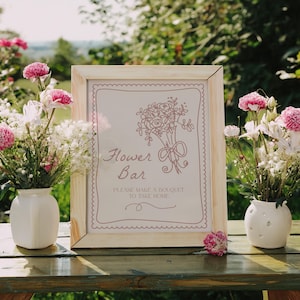 Flower Bar Sign Template | Editable Love in Bloom Make a Bouquet Sign Decor | Floral Bouquet Wedding Shower S856