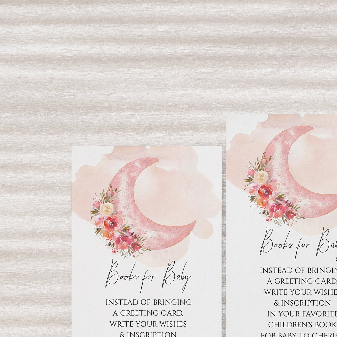 Over the Moon Books for Baby Insert Girl Baby Shower Stock
