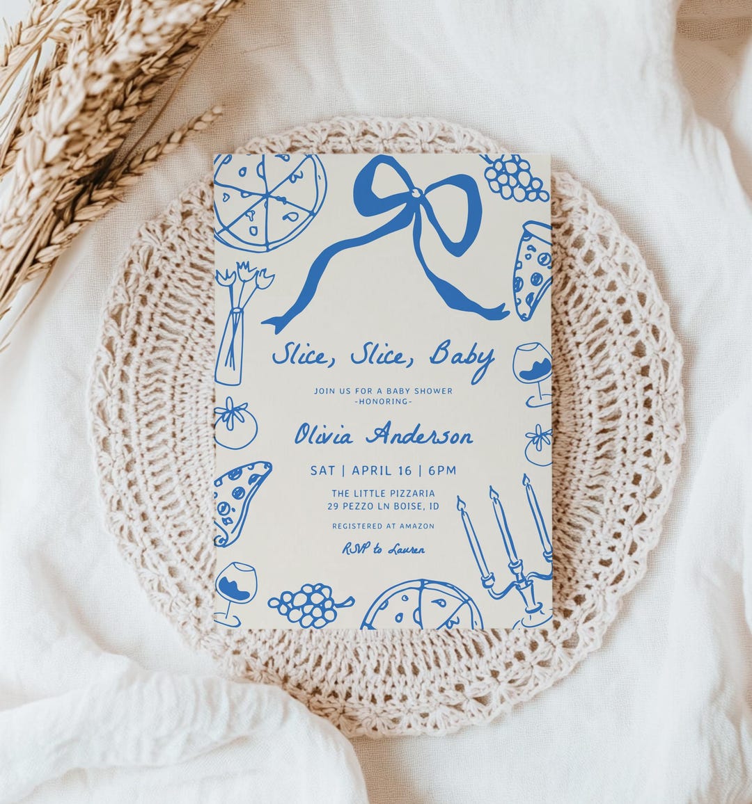 Pizza Baby Shower Invitation - Editable Template | DIY Slice Slice Baby ...