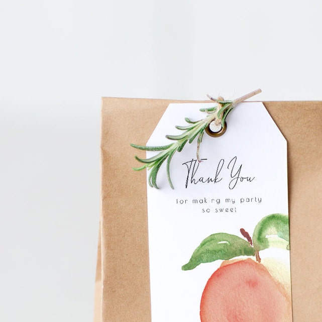 Peach Thank You Favor Tag | Sweet as a Peach 1st Bday Printable Gift ...