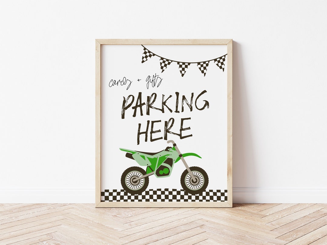 Dirt Bike Cards Gifts Sign Template Editable Parking Here - Etsy