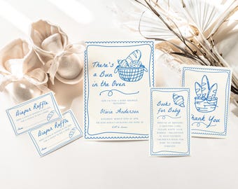 Bun in the Oven Bundle Editable Templates | DIY Boy Bun in the Oven Package Download Set S797
