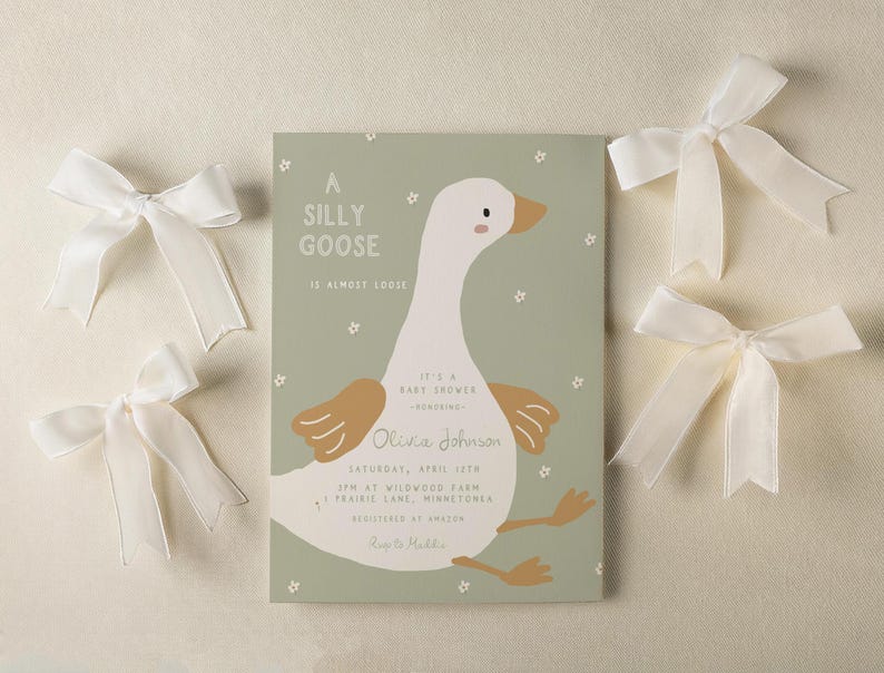 Silly Goose Baby Shower Invitation -Editable Template