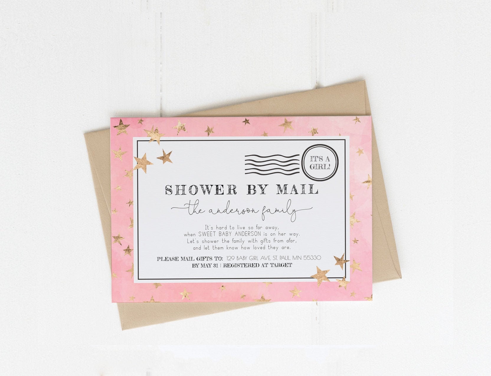 Star Baby Shower by Mail Invitation Editable Template Etsy