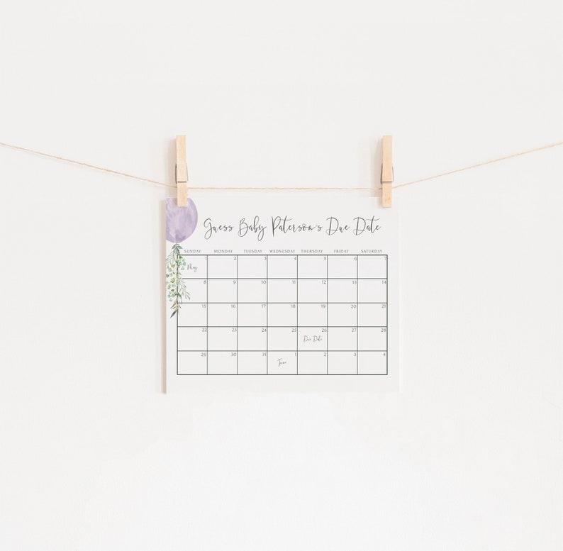 Guess Baby s Due Date Calendar Baby Shower Sign Purple Etsy guess-baby-s-due-date-calendar-baby-shower-sign-purple-etsy