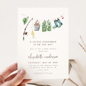 Fishing Baby Shower Invitation Template | Editable Little Fisherman Boy ...