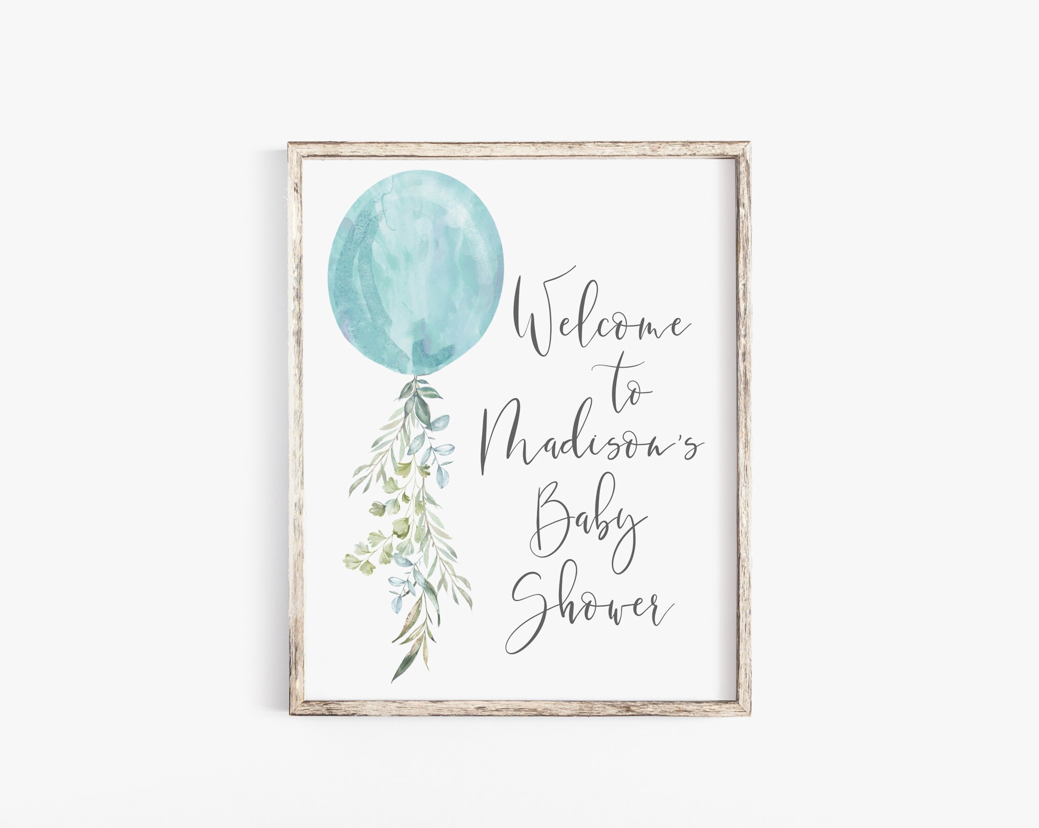 Blue Balloon Baby Shower Welcome Sign | Boy Baby Shower Decor ...