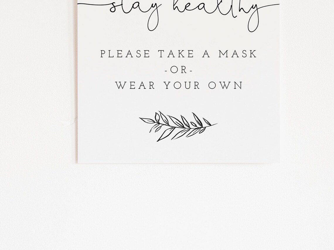 Wear a Mask Sign Take a Mask Baby Shower Sign Editable Etsy