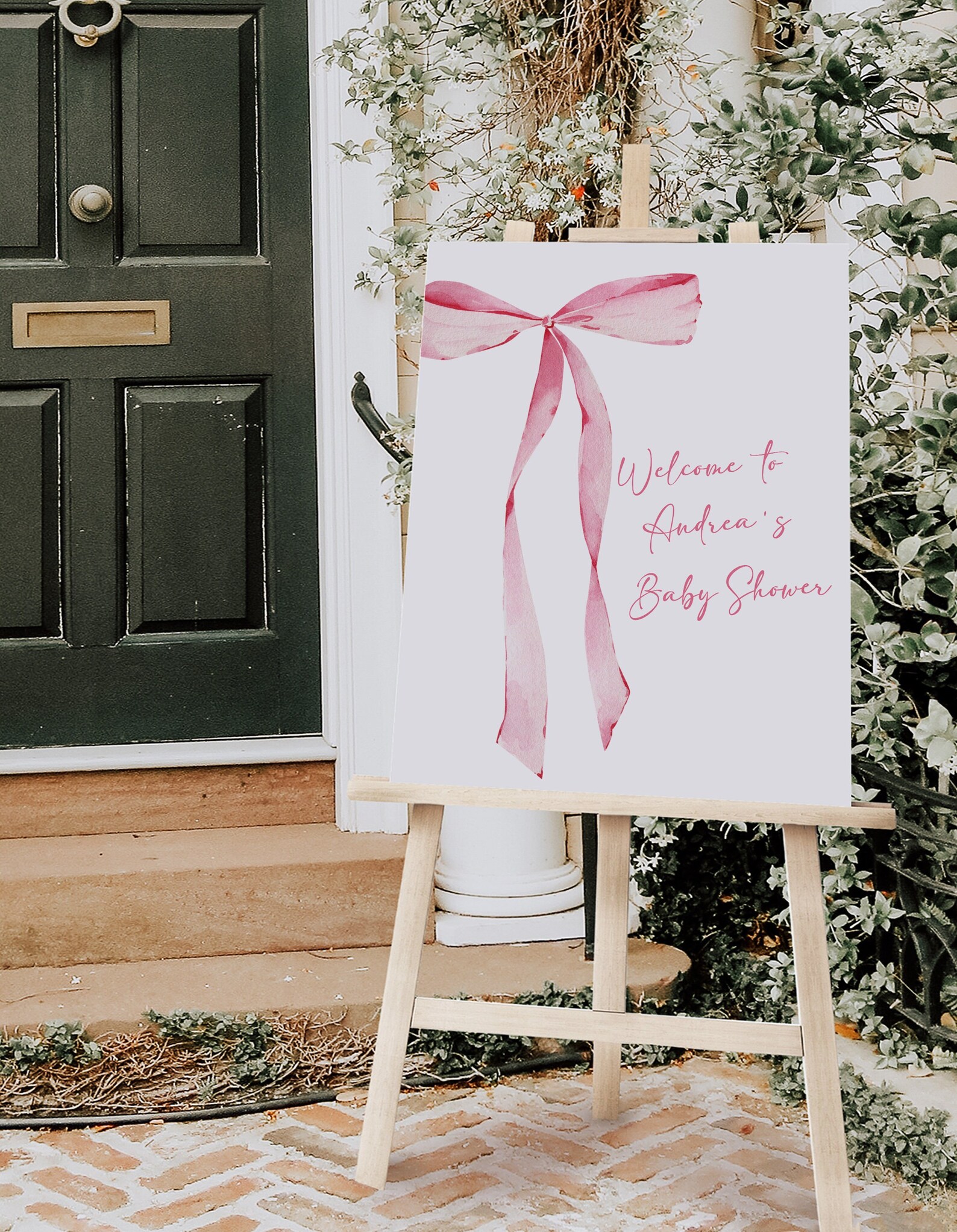 Editable Bow Welcome Sign Template | Pink Bow Girl Baby Shower ...
