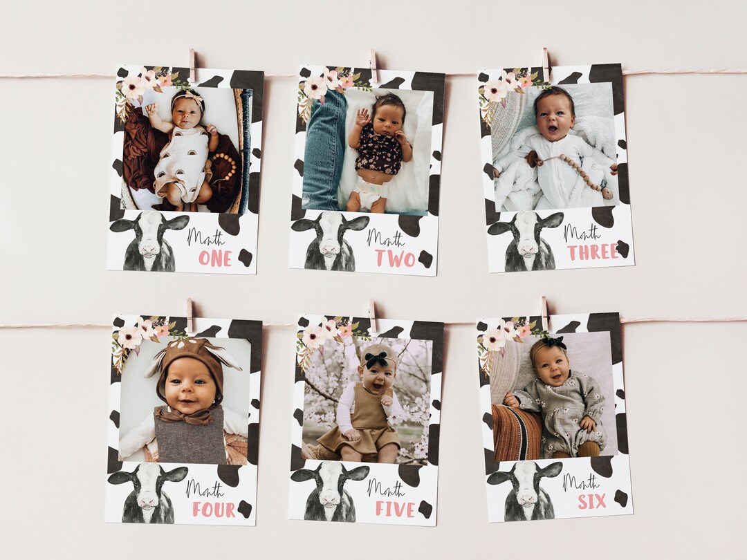 Banner Foto Primo Compleanno - Set 12 Mesi Con Cavo, Decorazione Per Feste Bambini, Carta Kraft