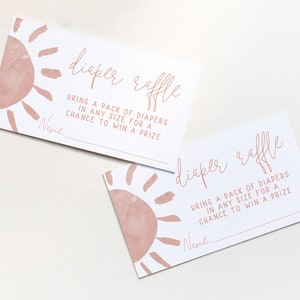 Pink Sunshine Windel Lotterielos Vorlage | Bearbeitbar Ein wenig Sonnenschein-Mädchen-Babyparty-druckbare bearbeitbare Ticket S240
