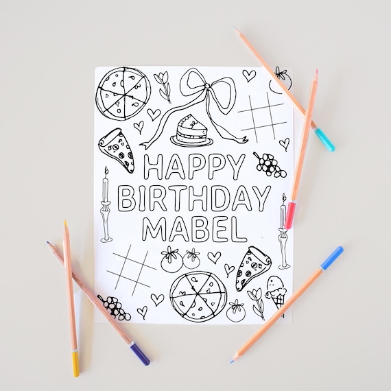 Pizza Coloring Sheet Template | Editable Slice of Fun 1st Birthday Printable Activity & Decor Coloring Sheet S761