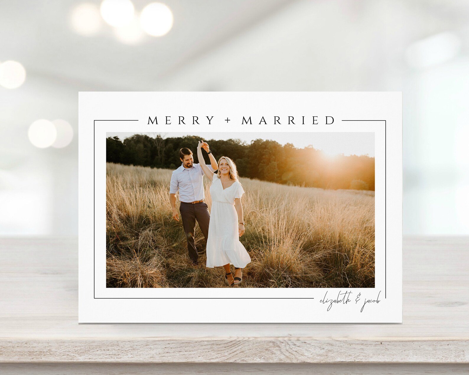 Newlywed Christmas Card Template With Photo Merry and - Etsy
