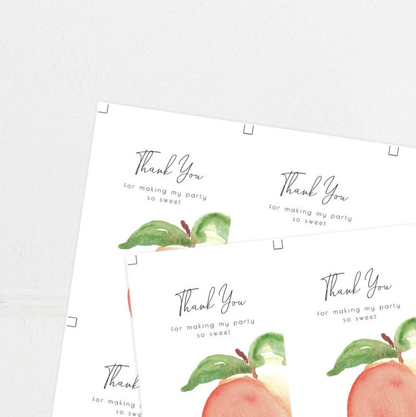 Peach Thank You Favor Tag | Sweet as a Peach 1st Bday Printable Gift ...