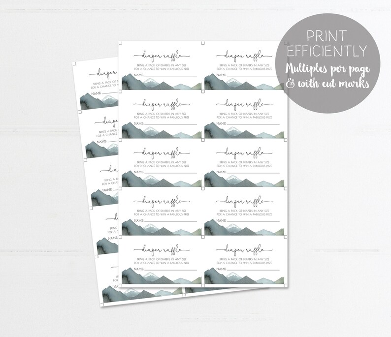 Bring a Pack of Diapers Mountain Baby Shower Printable Ticket Adventure Awaits Diaper Raffle Ticket Editable Template Instant Download