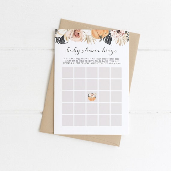 Pumpkin Bingo Baby Shower Printable Game Little Pumpkin Fall | Etsy