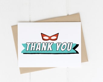 Superhero Thank You card Template | Editable Super Hero Birthday Party Printable Thank You S198