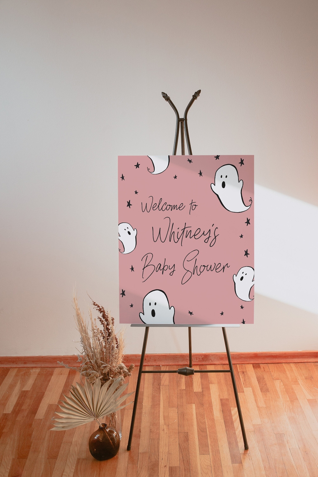 Little Boo Girl Baby Shower Welcome Sign Template Editable A Little Boo ...