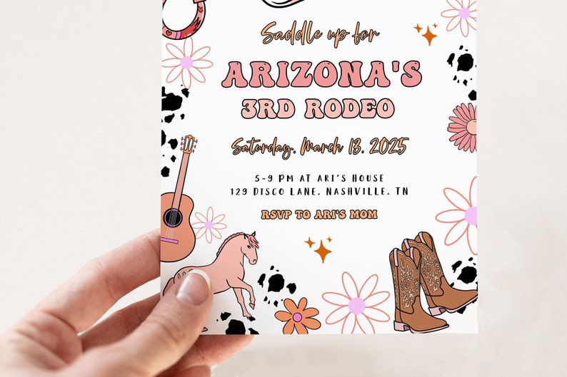 3rd Rodeo Birthday Invitation Template Our Little Cowgirl is - Etsy