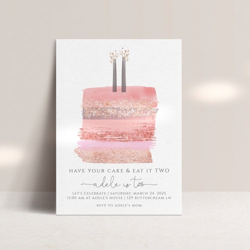 Girl 2nd Birthday Invitation Have Your Cake and Eat It Two Etsy