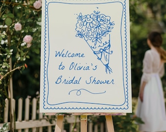 Fresh off the Market Welcome Sign Template | Editable Love in Bloom Baby Shower Printable Welcome Decor | Floral Bouquet Wedding Shower S748
