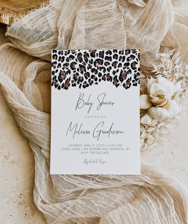 Leopard Print Baby Shower Invitation Animal Print Editable Etsy