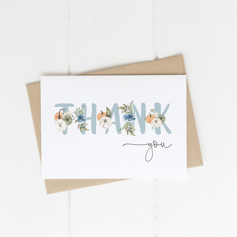 Pumpkin Thank You Card File Printable Editable Template - Etsy