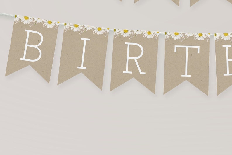 Daisy Happy Birthday Banner Template Girl 1st Birthday Etsy