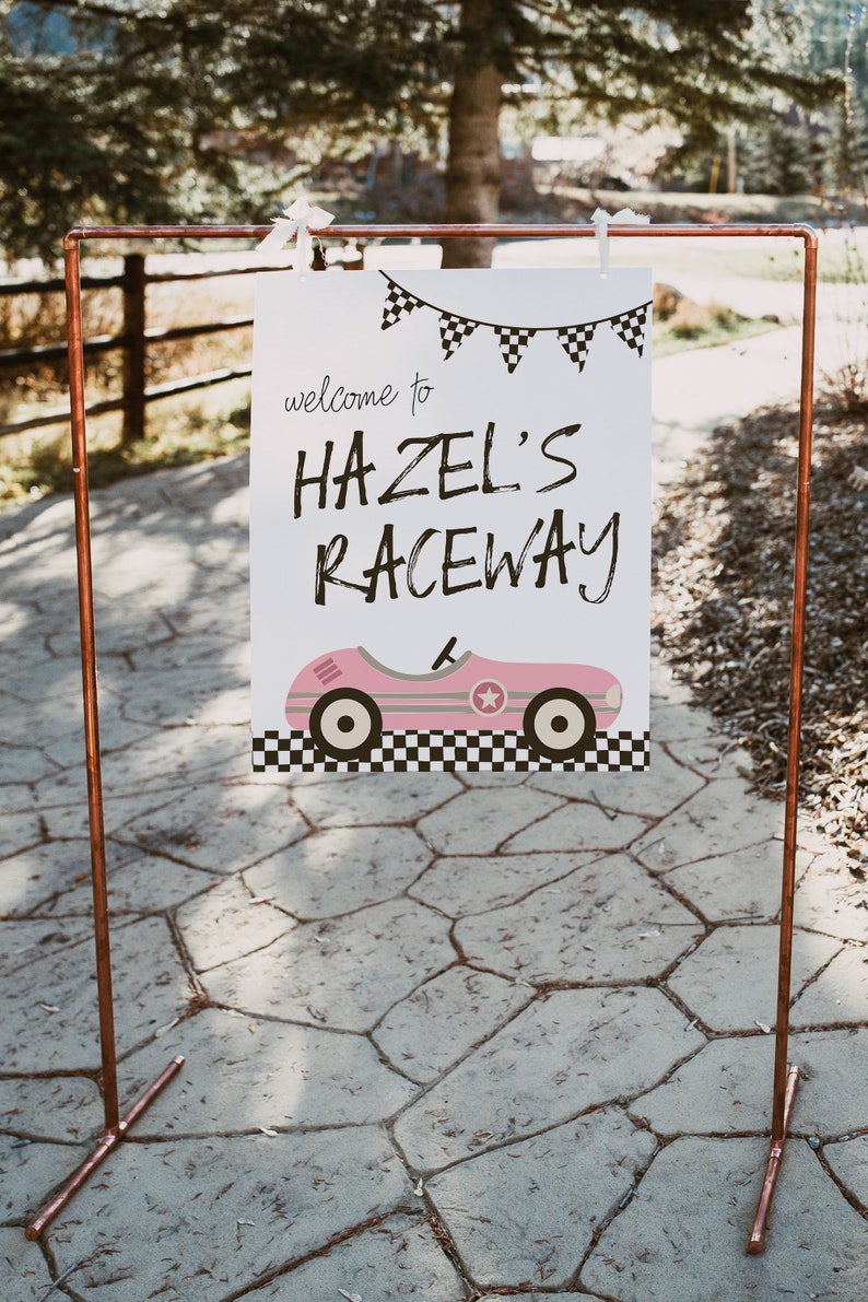 Coper Raceway TWO Fast Girl Birthday Bundle Editable Template Package | Pink Race Car ...