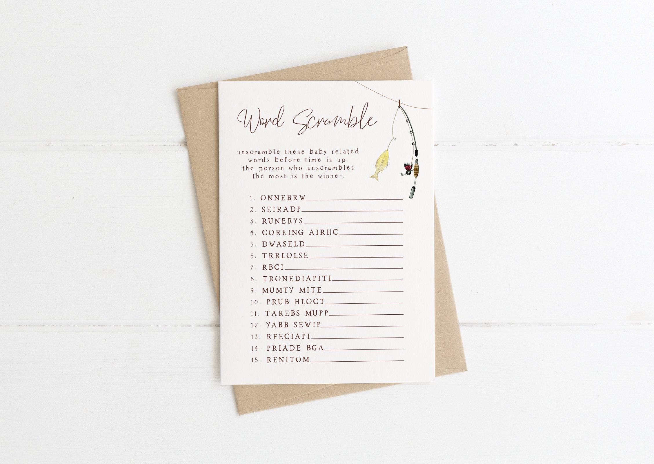 Juego de pesca con palabras en negrita para baby shower / Plantilla  imprimible y editable para baby shower con carrete de pesca S464 - Etsy  México, image size:2256x1600