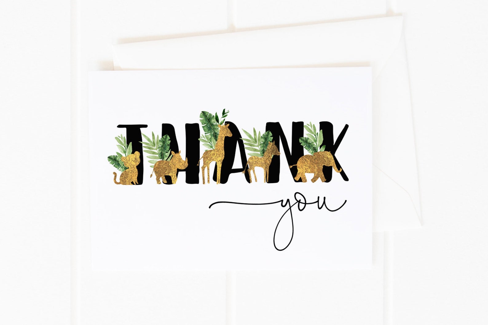 Safari Thank You Card Template Jungle Baby Shower Printable Etsy
