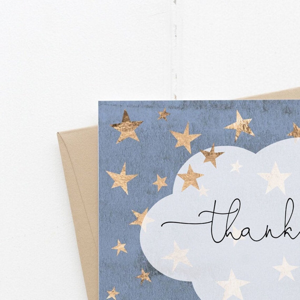 Little Star Thank You Card Template Blue Star Printable Boy - Etsy
