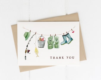 Fishing Thank You card Template | Editable Fisherman Birthday Thank You | Printable Fish Baby Shower card S464