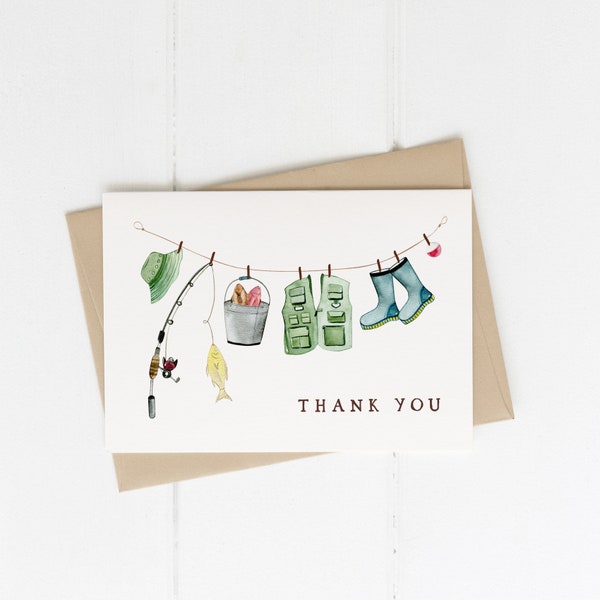 Fishing Thank You card Template | Editable Fisherman Birthday Thank You | Printable Fish Baby Shower card S464