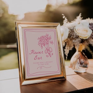 Flower Bar Sign Template | Editable Love in Bloom Make a Bouquet Sign Decor | Floral Bouquet Wedding Shower S765