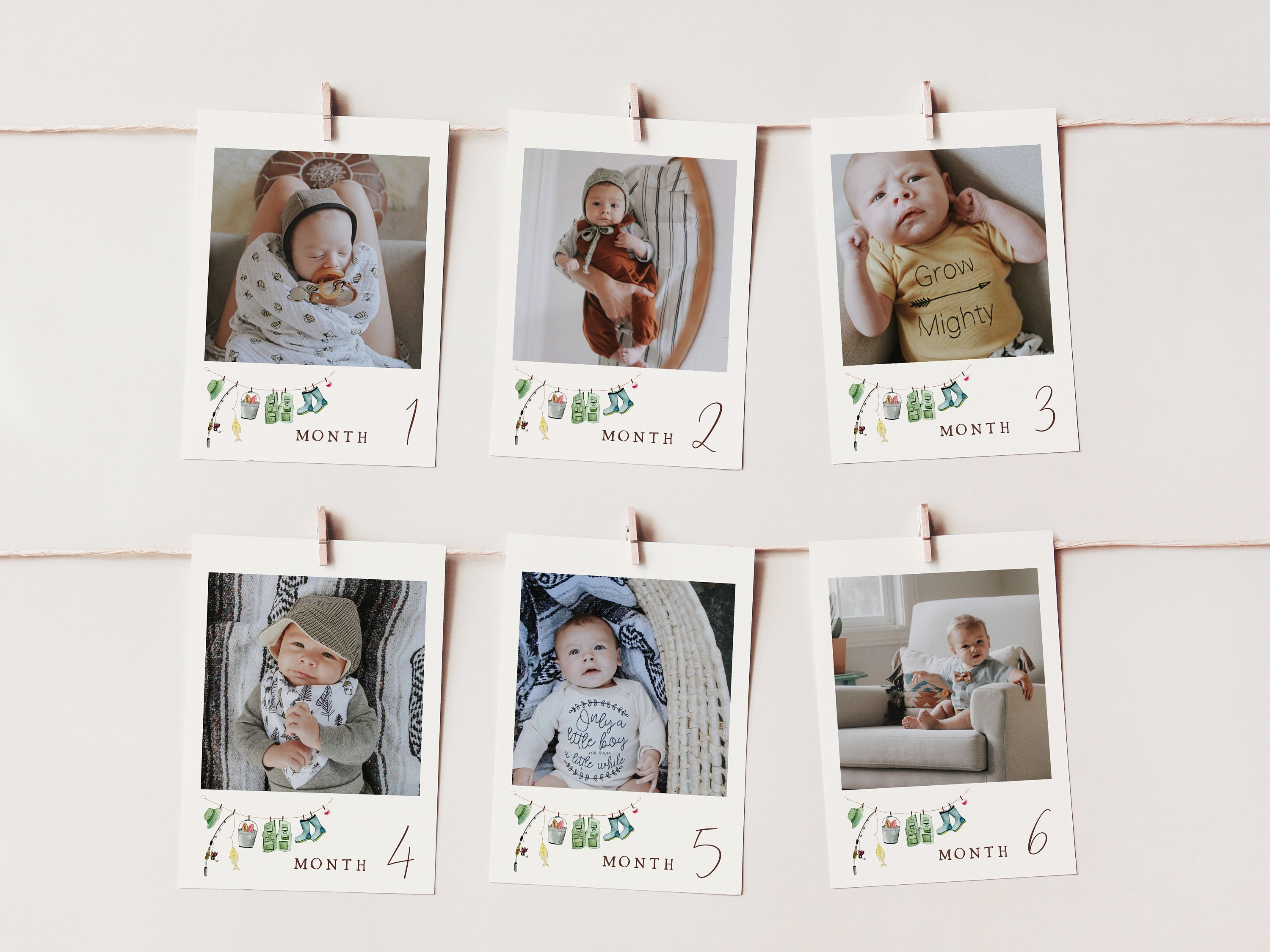 Fishing 1st Birthday Photo Banner Template Editable 12 Month O-fish-ally  ONE Picture Banner Little Fisherman First Birthday Decor S464 -   Australia