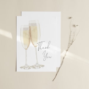 Brunch & Sekt Danke-Karte Vorlage | Pop the Champagne Brautparty bearbeitbares druckbares Briefpapier