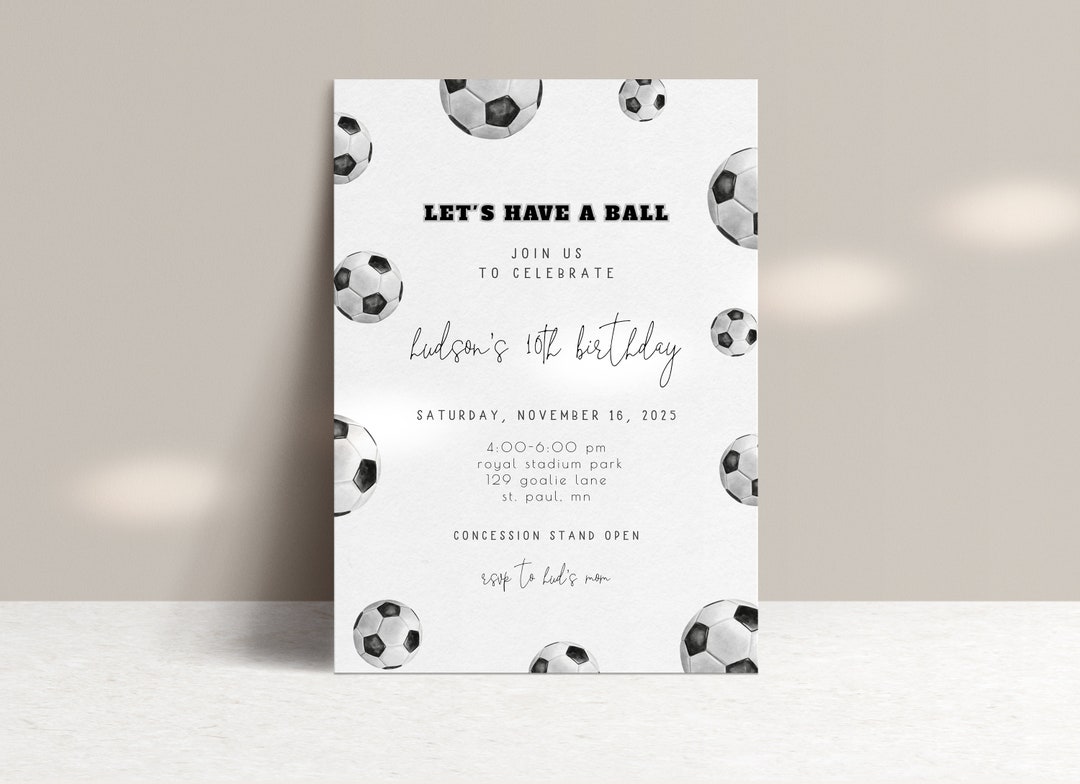 Soccer Birthday Invitation Template Editable Soccer Bday Party